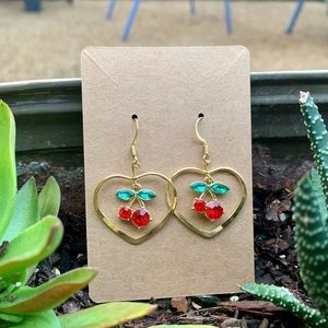 14k Heart Cherry earrings 🍒❤️